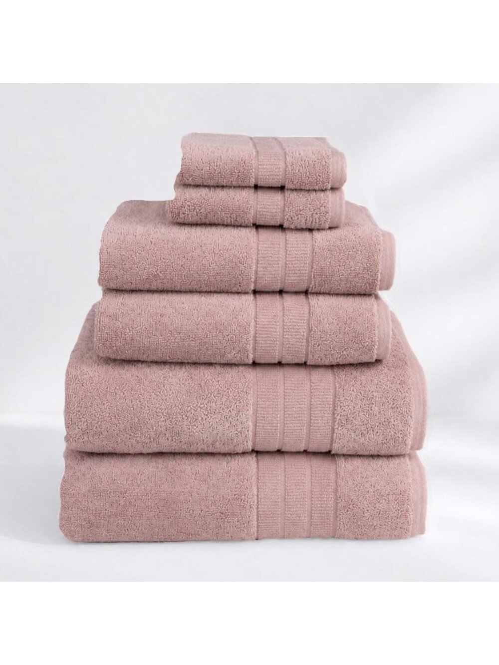 Set of 6 Soft Organic Cotton Bath Towels in Elegant Rose - Eco-Friendly